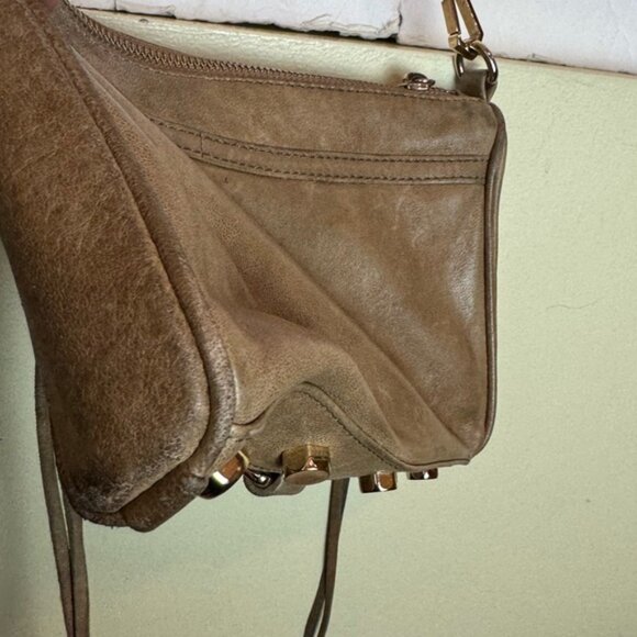 Rebecca Minkoff Mini MAC Leather Crossbody Bag Shoulder Chain Strap Tan Zip Tote - Picture 10 of 16